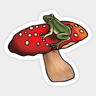 Frog on a Mushroom Sticker